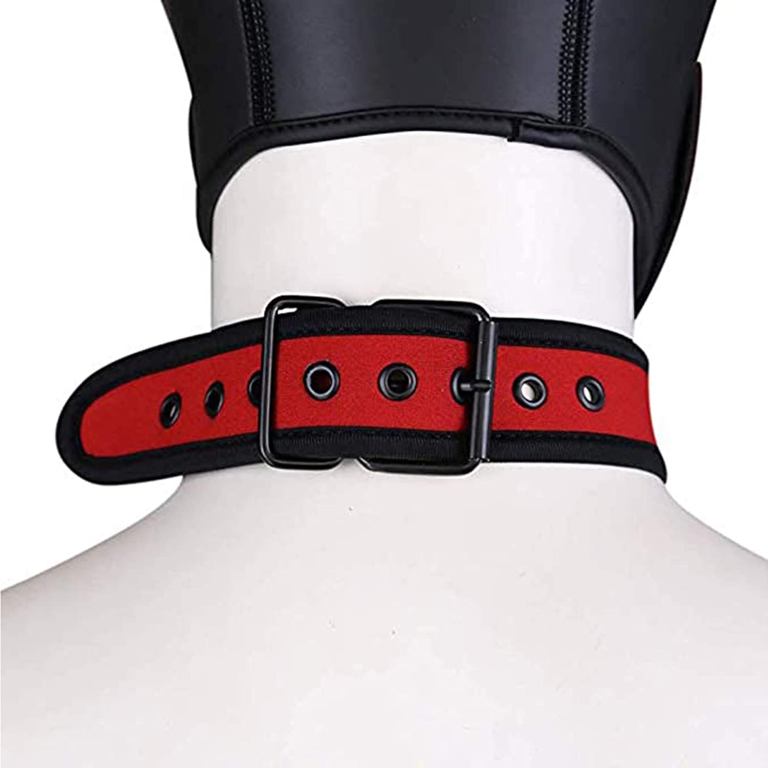 Máscara de neopreno de cara completa para perro con cuello, disfraz novedoso para cachorros, capucha de neopreno para adultos (rojo)