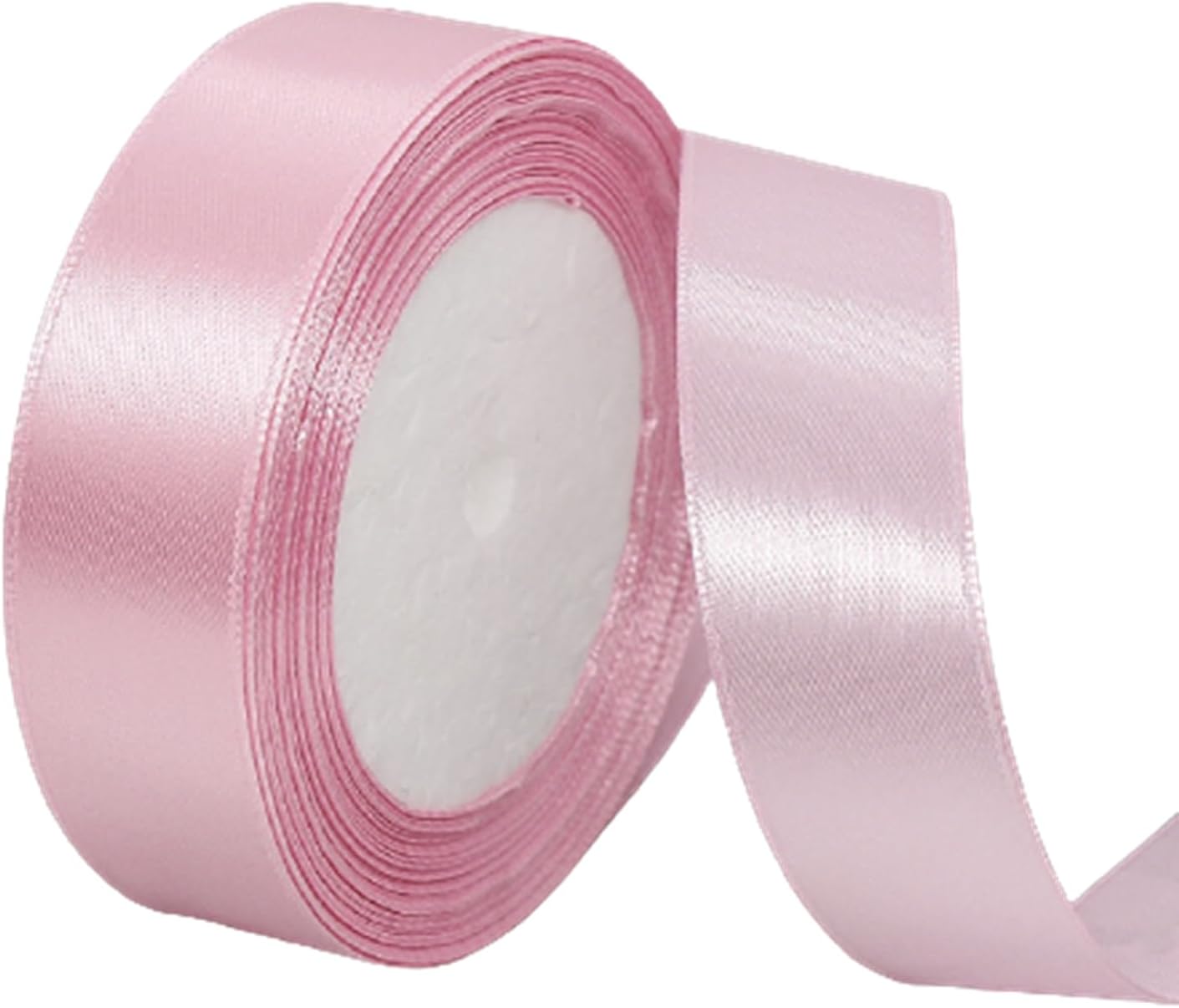Cinta de satén rosa rubor de 1 pulgada x 25 yardas, cinta de tela de color sólido para envolver regalos, fabricación de lazos para el cabello, ramos