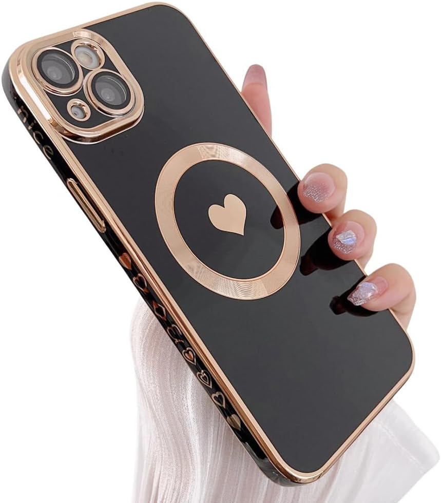 ZinLyuen Diseñada para iPhone 14, compatible con MagSafe protector de lente de cámara integrado, a prueba de golpes, funda magnética de silicona