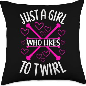 Twirling Outfit Majorette Baton Twirler Throw Pillow, 18×18, Multicolor Twirling Outfit Majorette Baton Twirler Throw Pillow, 18×18, Multicolor