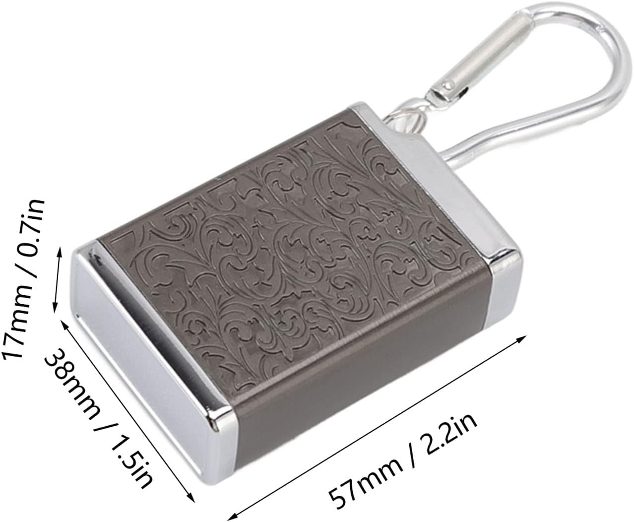 Caja de ceniza de cigarrillos en relieve Patrón de aleación de aluminio Cenicero de bolsillo (negro)