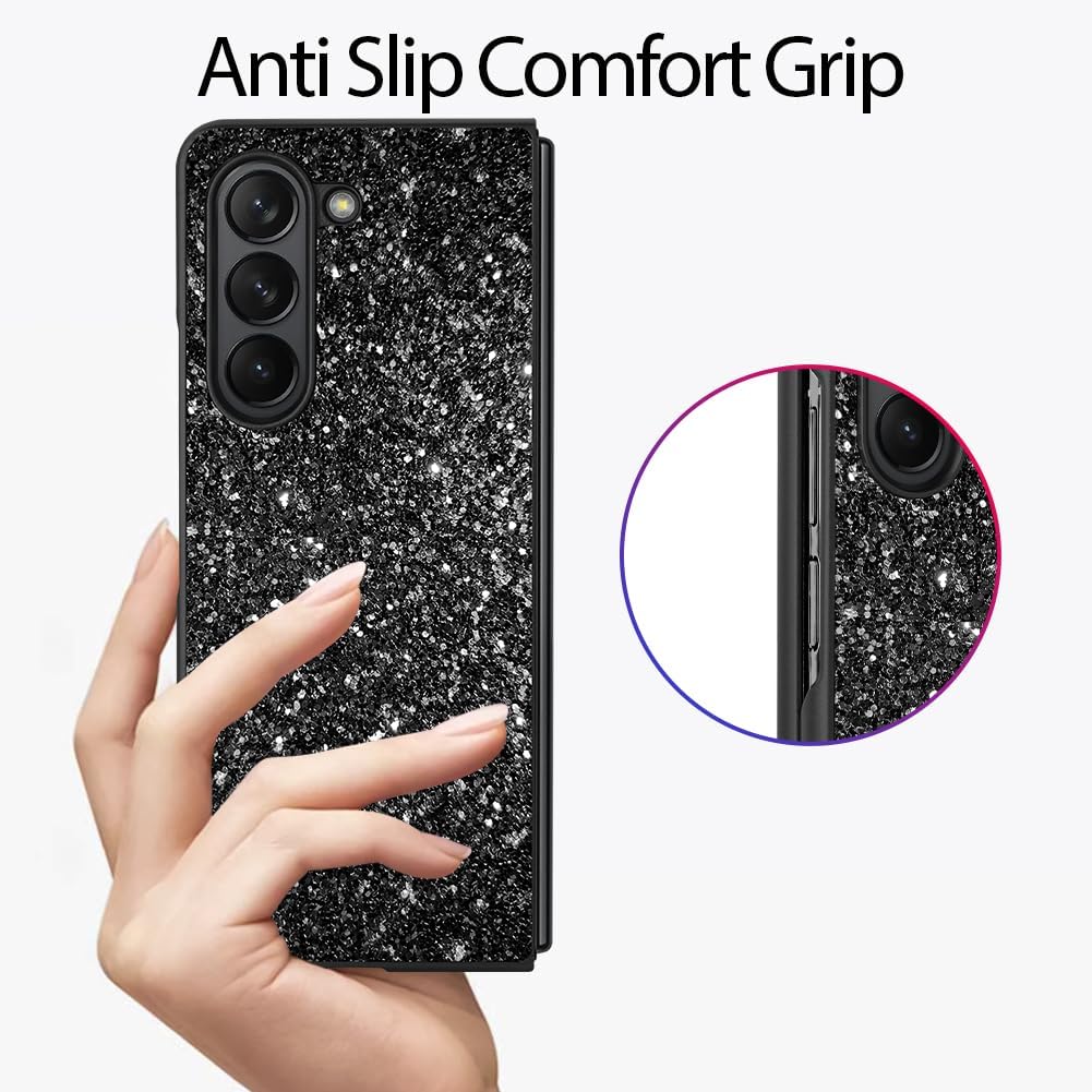 ZIYE Funda para Samsung Galaxy Z Fold 5 5G, Galaxy Z Fold 5 5G Funda para mujeres y niñas, con purpurina Sprakle Bling antideslizante, a prueba de