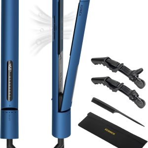 Plancha plana profesional de titanio, alisador de pelo y rizador 2 en 1, alisado de iones negativos, paquete de viaje de doble voltaje, función Plancha plana profesional de titanio, alisador de pelo y rizador 2 en 1, alisado de iones negativos, paquete de viaje de doble voltaje, función