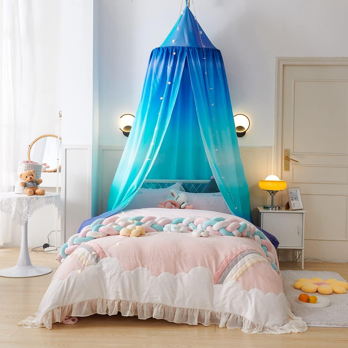 Mengersi Toldo de cama para niños y niñas, toldo de Corlofrul para cama, ropa de cama, habitación de niños, tienda de campaña de juego de castillo,