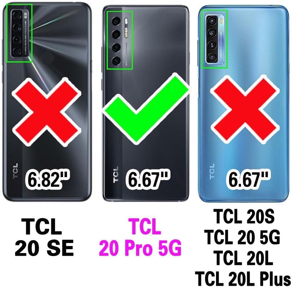 Asuwish Funda de teléfono para TCL 20 Pro 5G con protector de pantalla de vidrio templado y soporte delgado, funda protectora híbrida resistente