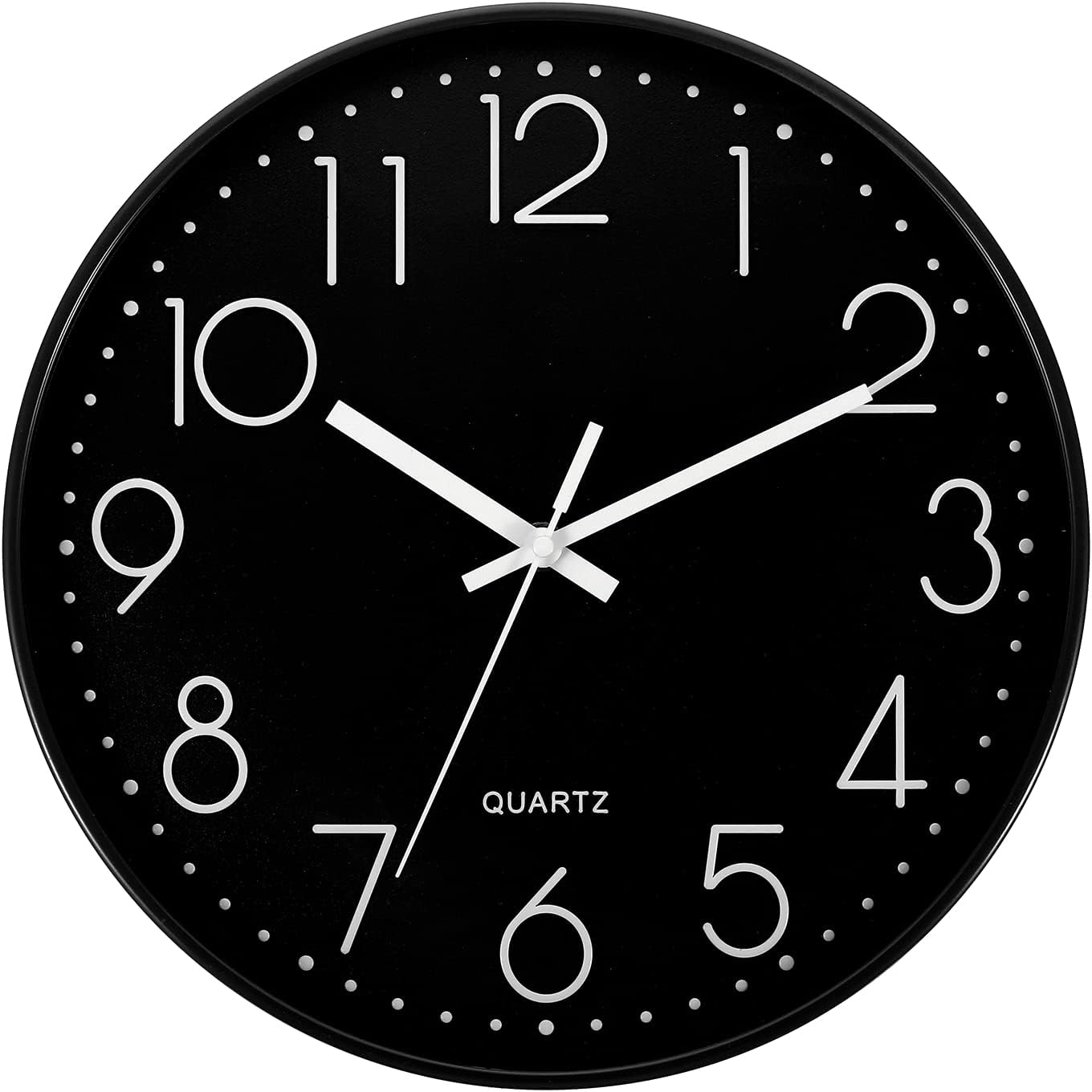 PATIKIL Reloj de pared de 12 pulgadas, funciona con pilas, silencioso, sin tictac, para decoración de oficina, dormitorio, color negro