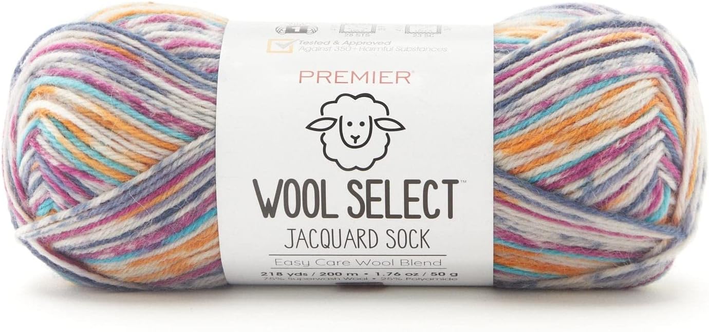 Premier Yarns Lana Select – Hilo Jacquard Socks de peso superfino, lavable a máquina, hecho de lana y poliamida, Trailblazer, 1.75 onzas, 218 yardas