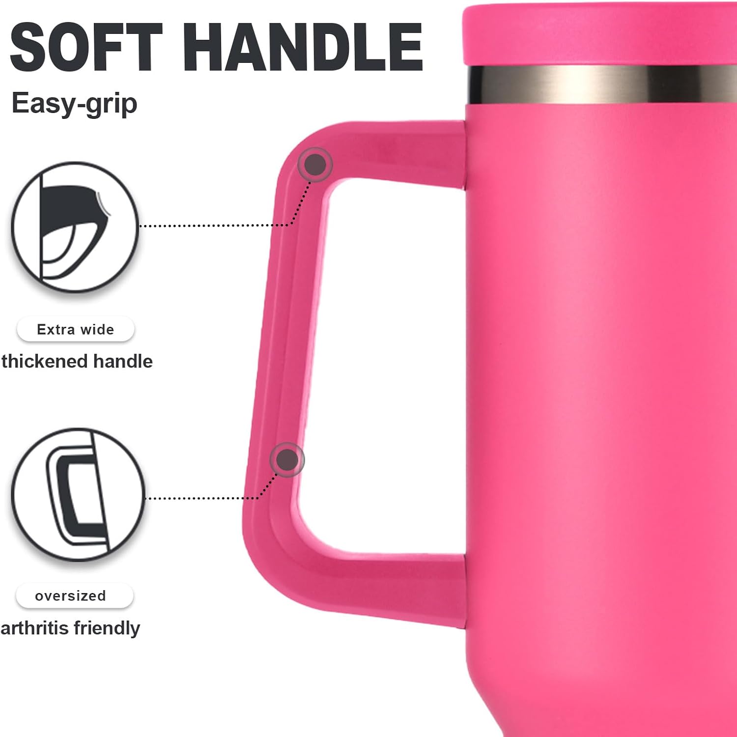 Vaso de 30 onzas con asa y tapa con popote, taza de café aislada de acero inoxidable, tapa a prueba de fugas y popote para portavasos de automóvil