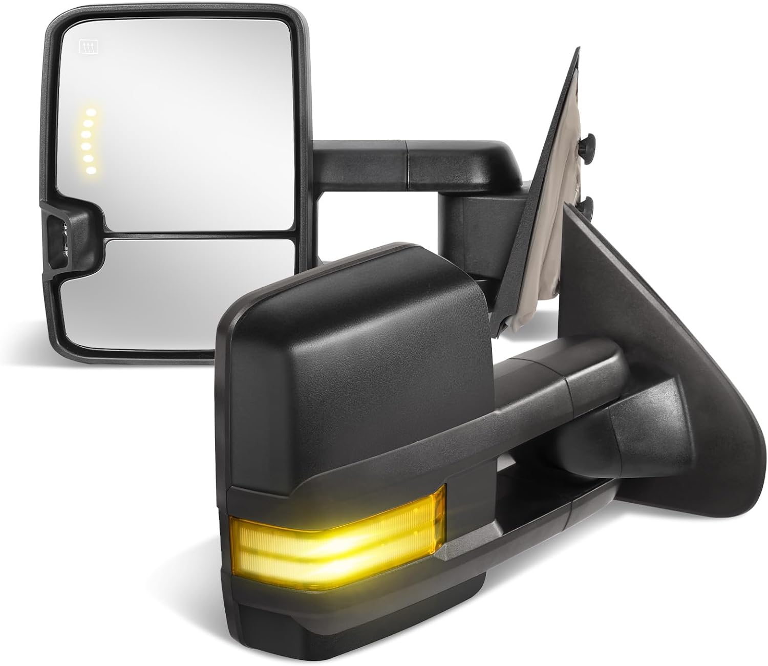 Switchback – Espejos de remolque compatibles con Chevy Silverado y GMC Sierra 2014-2018, espejo de remolque de ajuste de potencia, telescopio