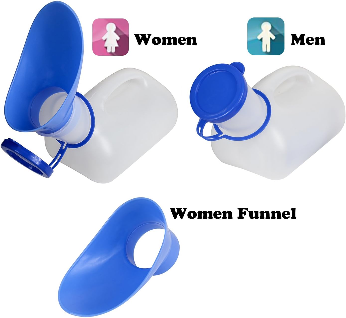 AWOKEN Unisex Urinal Portable Toilet Urinal for Men and Women Pee Bottle with a Lid and Funnel for Elderly Kids and Patients for Camping Outdoor - Imagen 8