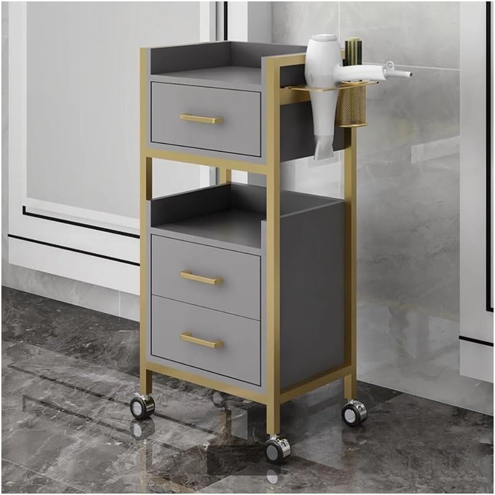 Carrito de pie independiente con ruedas, para estilista, para peluquería, gabinete de almacenamiento de belleza, mesa de salón para estación de