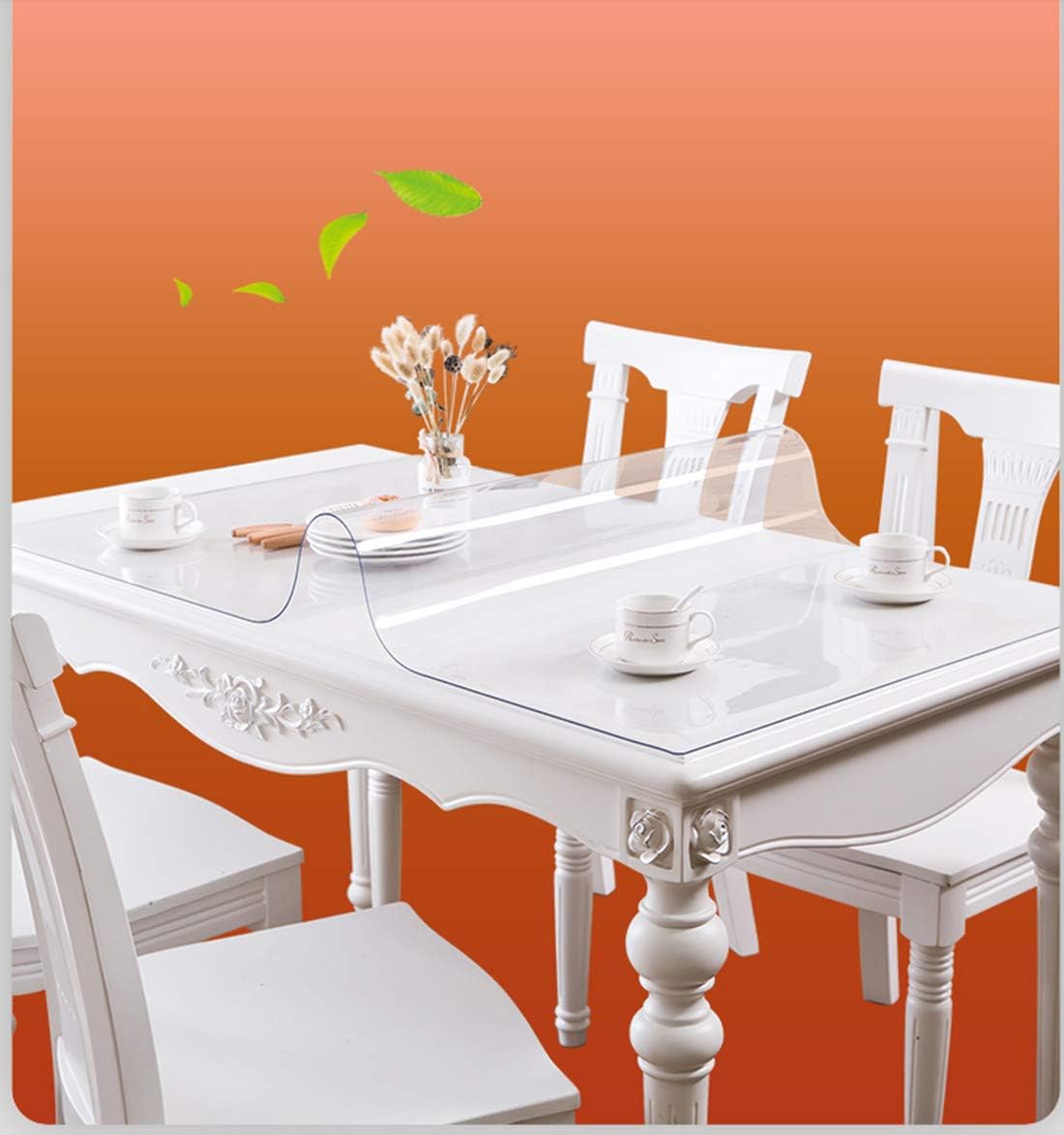 Mantel de PVC transparente, impermeable, de vidrio suave, transparente, cubierta de mesa, lavable, a prueba de aceite, para mesa de comedor,