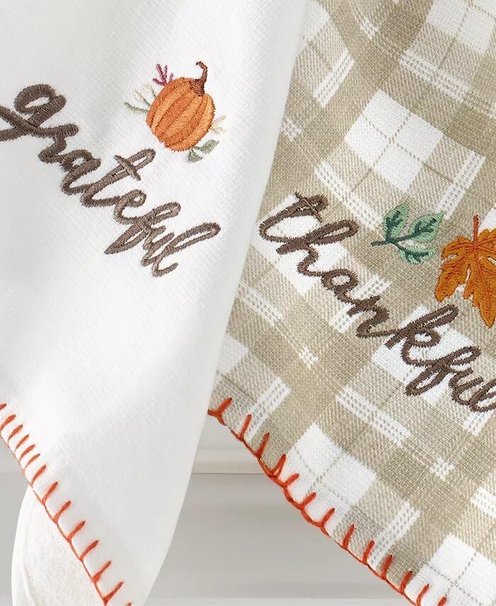 Avanti Linens – Toallas de cocina, juego de toallas de algodón de 3 piezas, decoración de cocina inspirada en el otoño (parche agradecido)