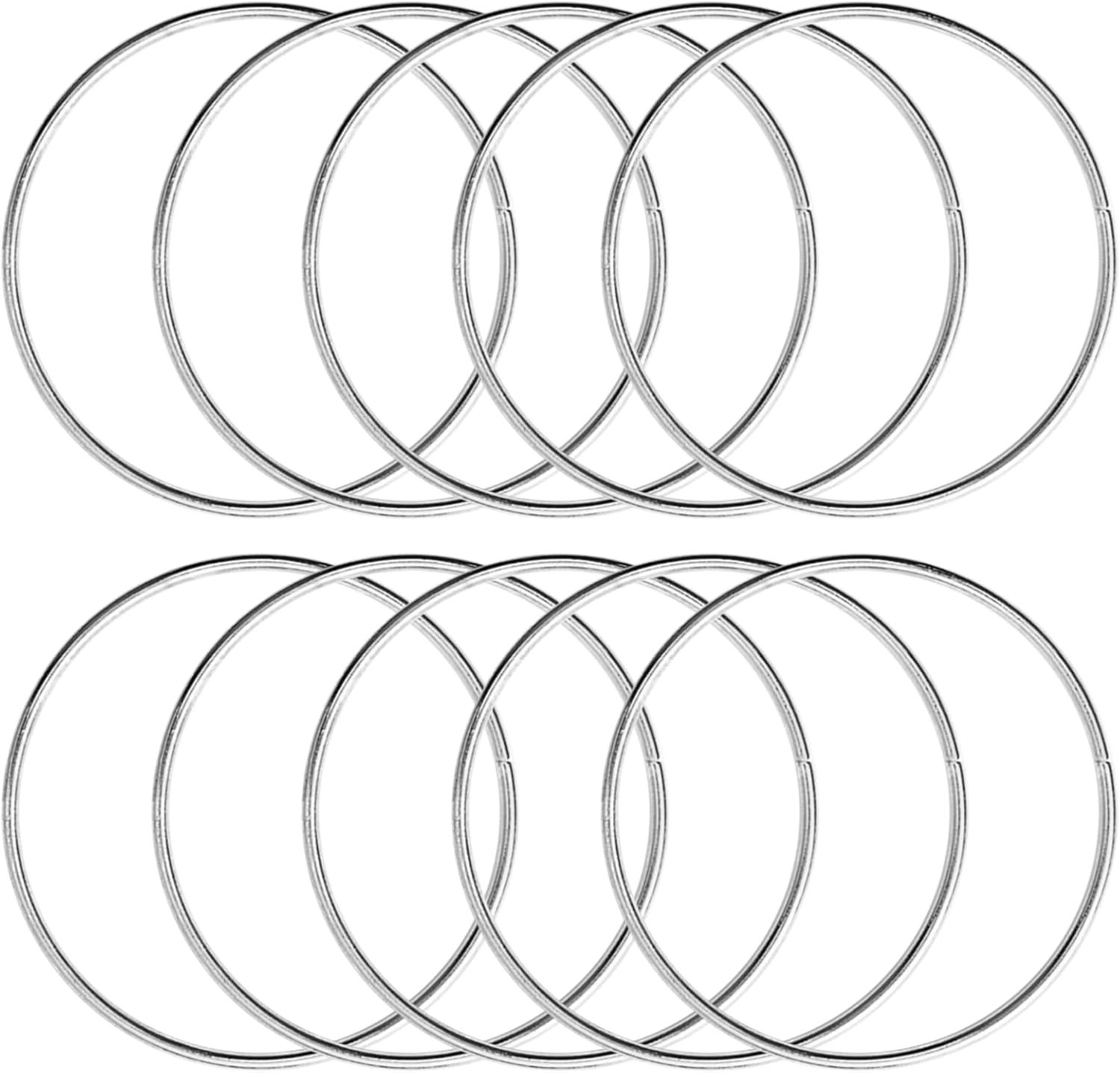 10 anillos de metal de 6 pulgadas para manualidades, aros de plata, anillos florales de macramé, para manualidades, suministros de atrapasueños