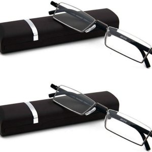Paquete de 2 lentes de lectura de medio marco para hombres y mujeres ligeros lectores de computadora con funda portátil 200 Paquete de 2 lentes de lectura de medio marco para hombres y mujeres ligeros lectores de computadora con funda portátil 200
