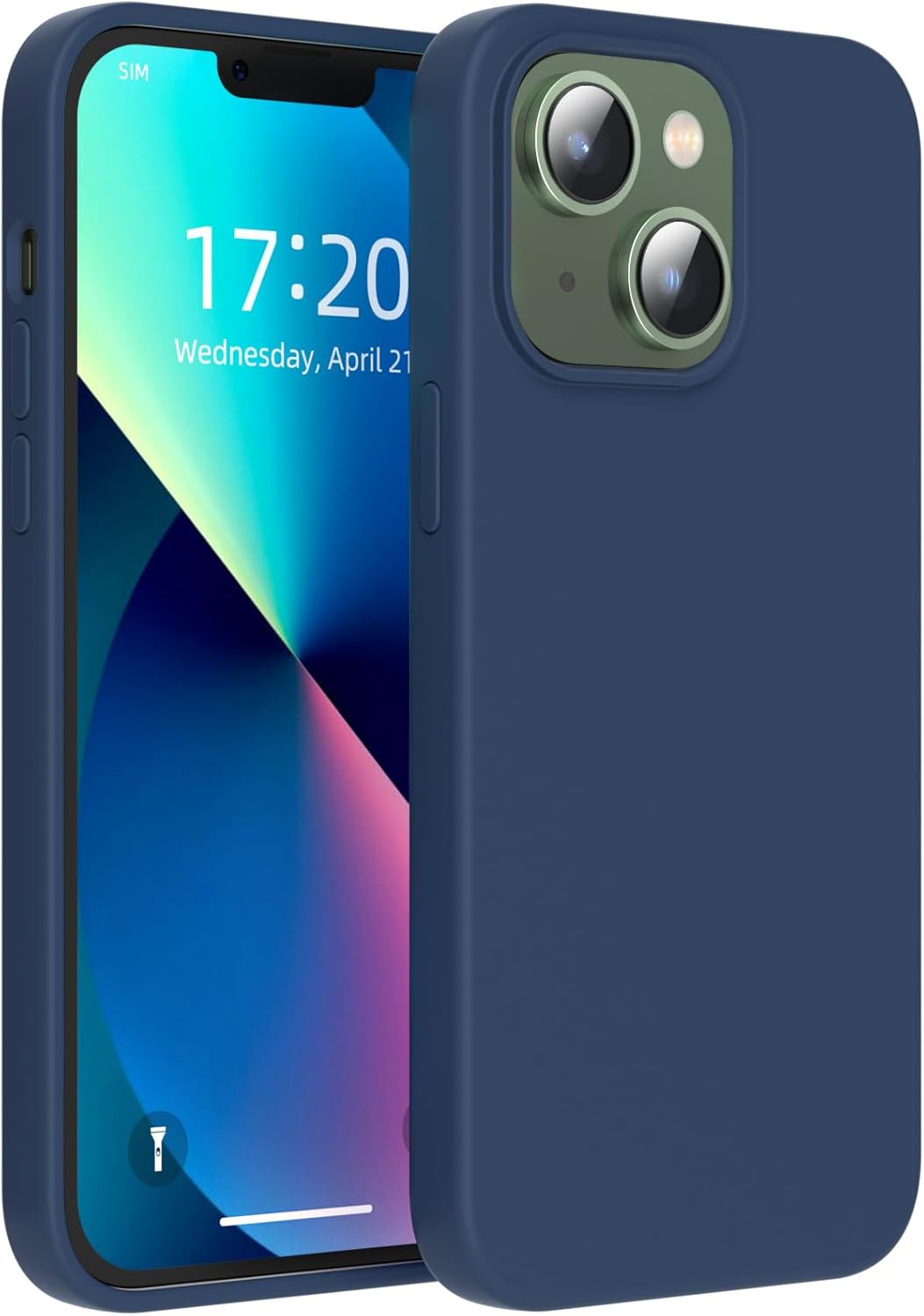 Funda para iPhone 13, funda de silicona a prueba de golpes, 2 protectores de pantalla + 1 protector de lente de cámara capa interior de microfibra
