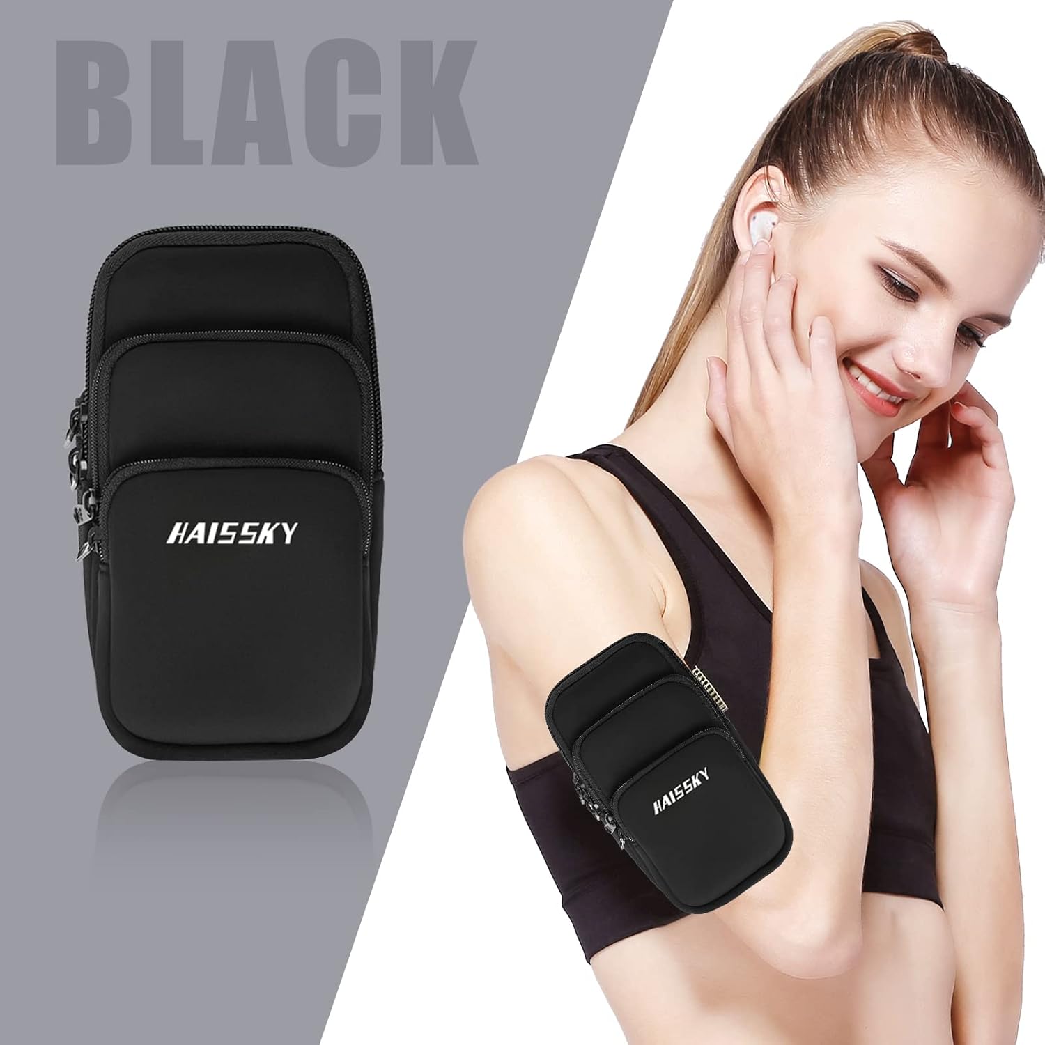 3 bolsillos para teléfono para correr para iPhone 15 14 Pro Max 13 Plus 12 11 XS XR X 8 7 Galaxy S23 bolsa para tarjetas de llaves, resistente al