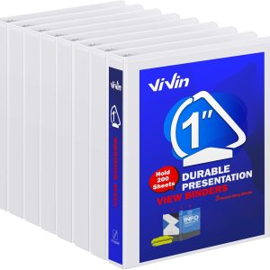 ViVin Carpetas duraderas con anillos en D, carpetas de 3 anillos de 1 pulgada, cubierta transparente personalizable, capacidad para 225 hojas de ViVin Carpetas duraderas con anillos en D, carpetas de 3 anillos de 1 pulgada, cubierta transparente personalizable, capacidad para 225 hojas de