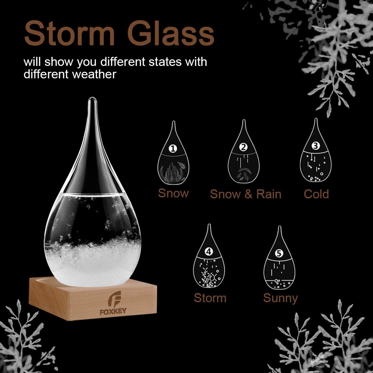 Globo de nieve predictor meteorológico de cristal de tormenta, regalos de Navidad para hombres y mujeres, barómetro de vidrio meteorológico,
