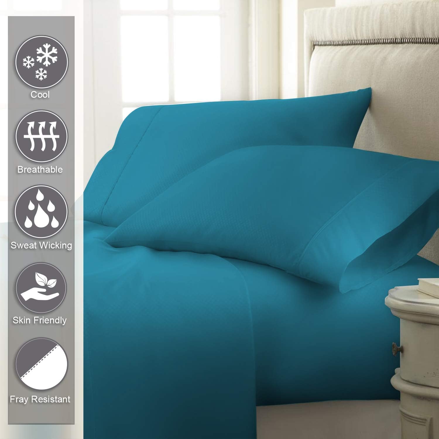 Pizuna – Ropa de cama de 100% tejido de satén de algodón de fibra larga de 400 hilos (juegos de sábanas, juego de funda).