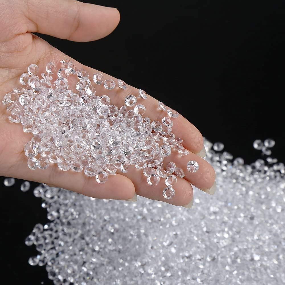 1000 cuentas de cristal transparente para jarrón de diamante acrílico transparente de 0.4 pulgadas para centro de mesa de boda, mesa dispersa,
