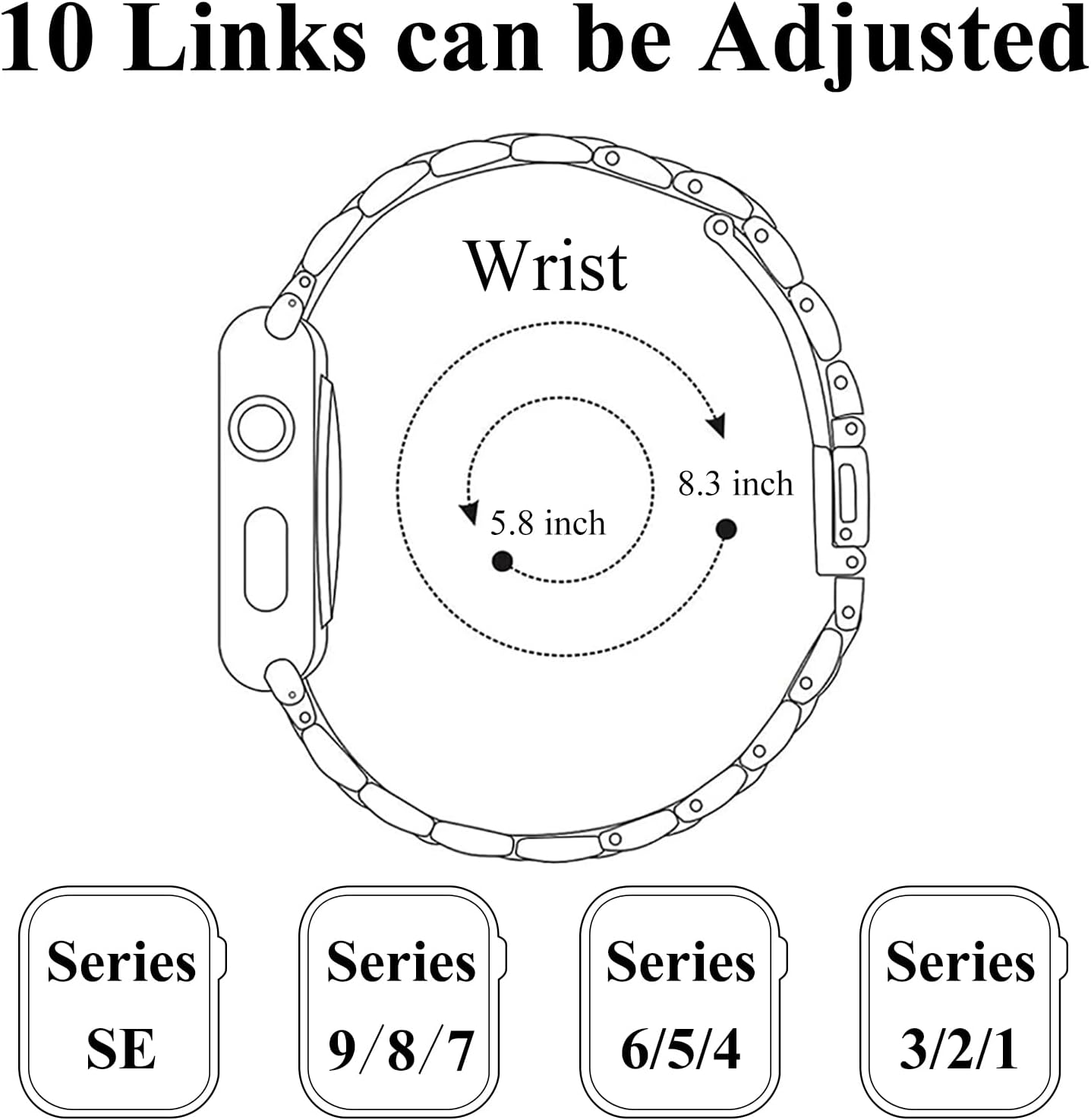 Correa para Apple Watch de 1.496 pulgadas, 1.575 pulgadas, 1.614 pulgadas, 1.654 pulgadas, 1.732 pulgadas, 1.772 pulgadas, con cubierta facial,