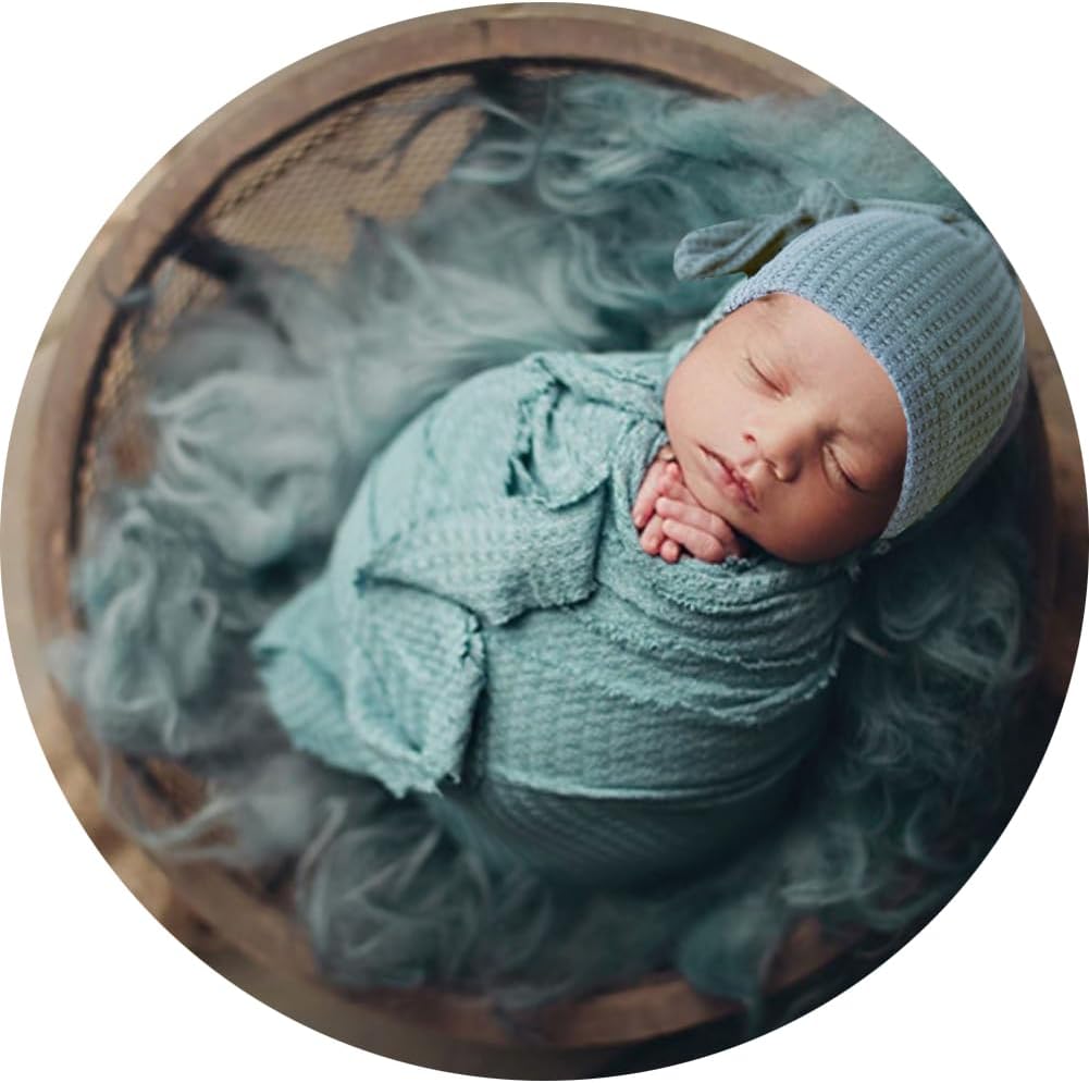 RUZHILING Envoltura de fotografía para bebé recién nacido con sombrero de cola larga, trajes de ganchillo para fotos de niño y niña, accesorios para