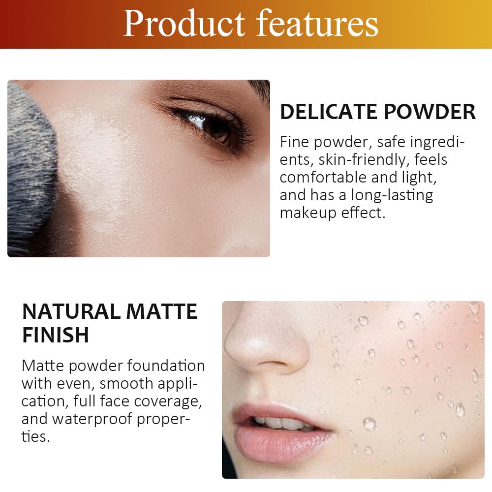 Kaely Base de polvo sin aceite impermeable, equilibrio de polvo prensado facial, base de maquillaje, maquillaje de base de cobertura media a