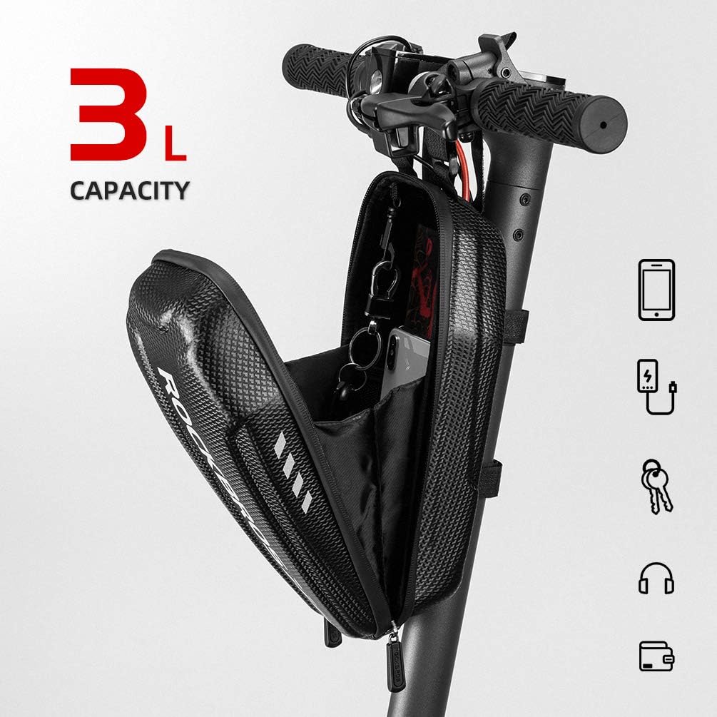 ROCKBROS Bolsa de almacenamiento para scooter Bolsa colgante delantera Bolsa de manillar de scooter impermeable Bolsa plegable EVA Hard Shell