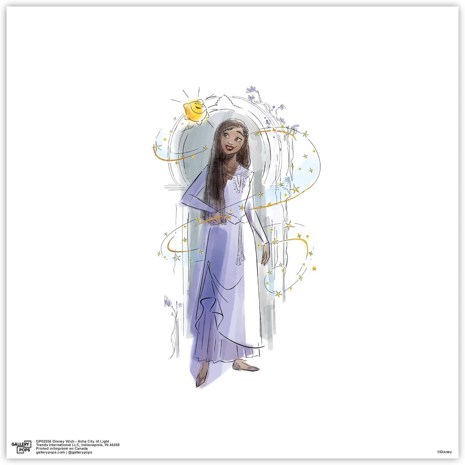 Trends International Gallery Pops Disney Wish – Póster de pared Asha City of Light, 12.00 x 12.00 pulgadas, versión sin marco