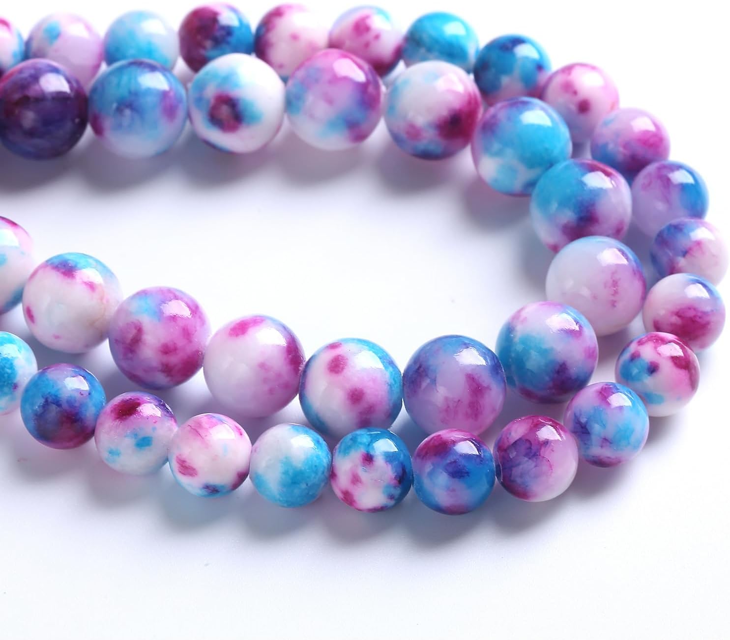 38 cuentas sueltas de jade persa rosa azul de 0.394 in para hacer joyas, pulseras y collares