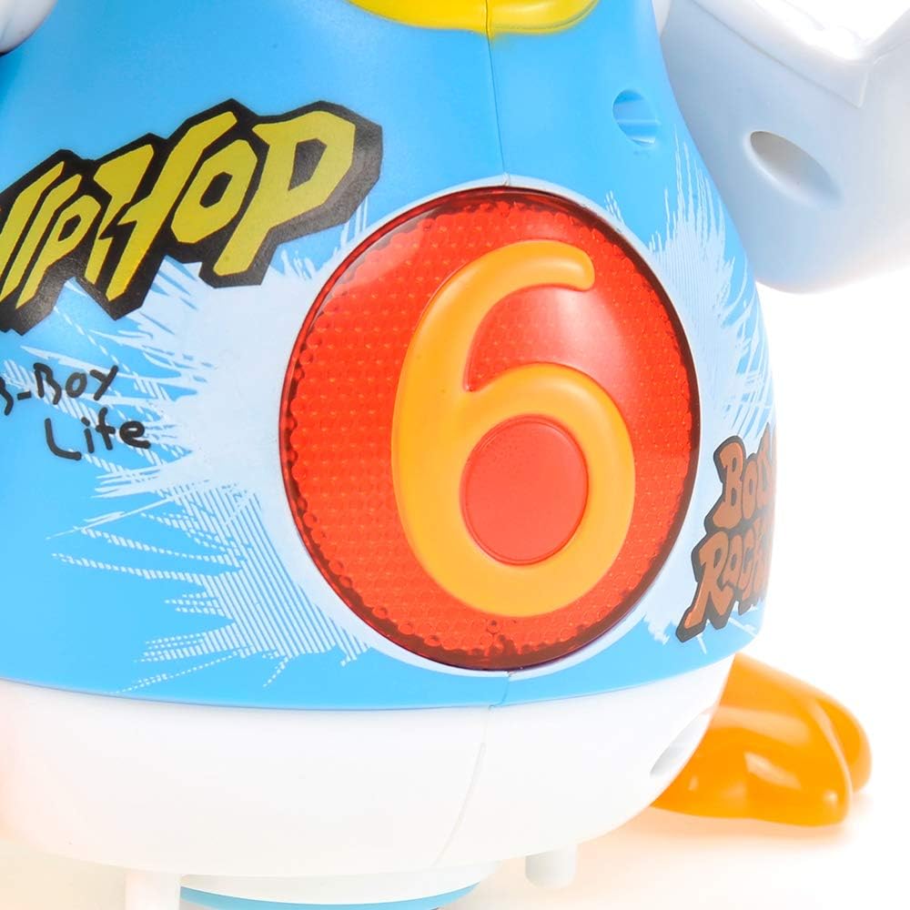 PowerTRC Ganso de hip hop para bailar, cantar y hablar musical para niños, luces intermitentes, juguete interactivo, amigo electrónico, azul