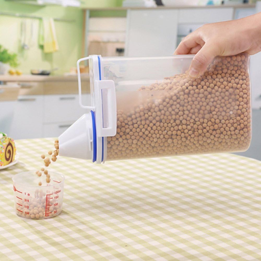 Juego de recipientes de almacenamiento de alimentos con tapa, plástico sin BPA para cocina y despensa, organizador hermético portátil para arroz,