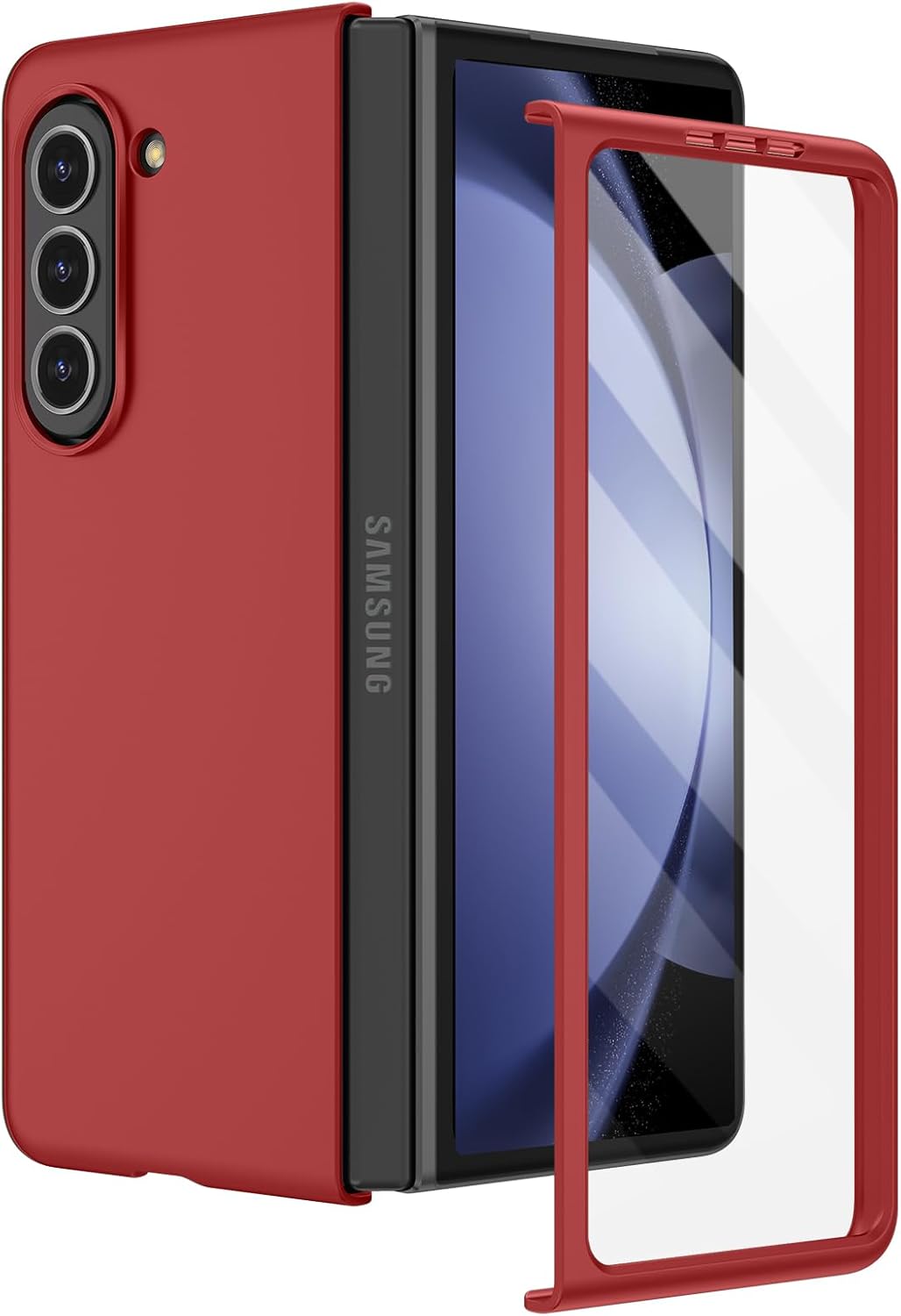 Ruky Funda delgada para Samsung Z Fold 5, con protector de pantalla integrado, ultrafina y dura, de policarbonato, a prueba de golpes, arañazos,