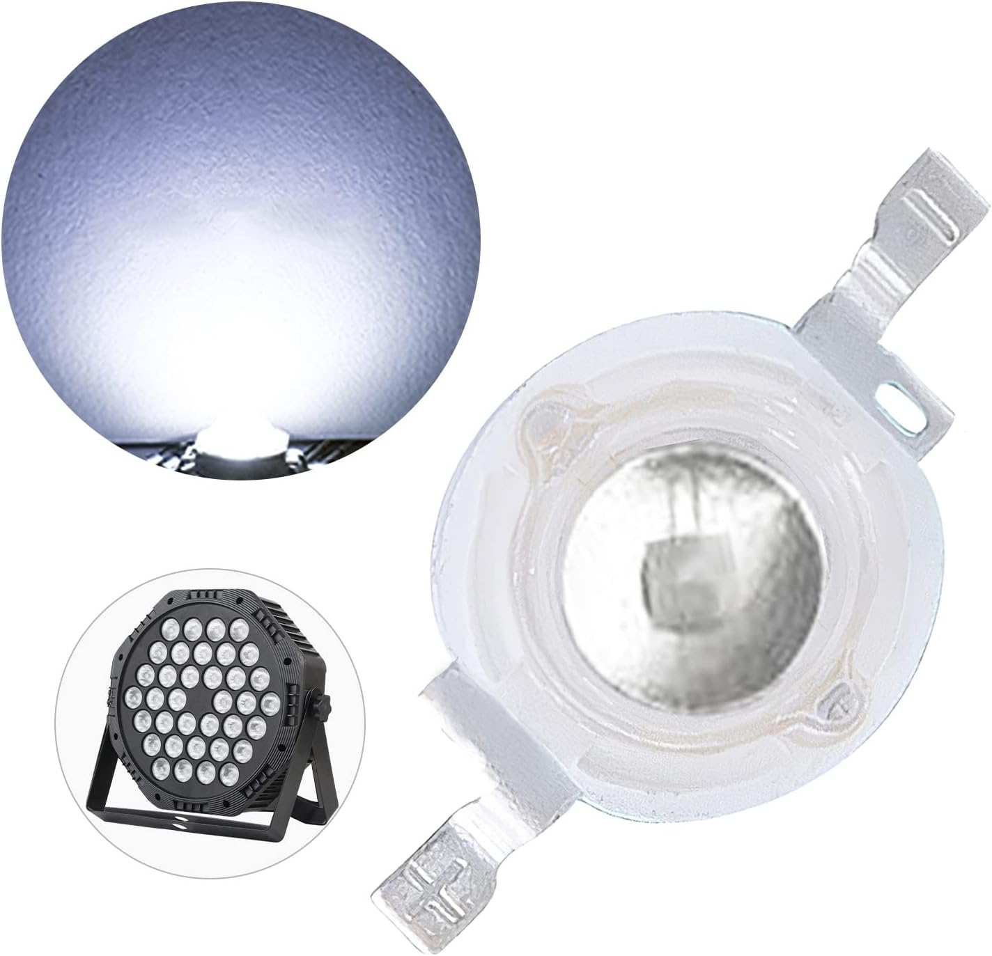 (Paquete de 20) 1W 6500K blanco frío LED perlas, chip LED, bombilla de lámpara LED para luces LED de escenario