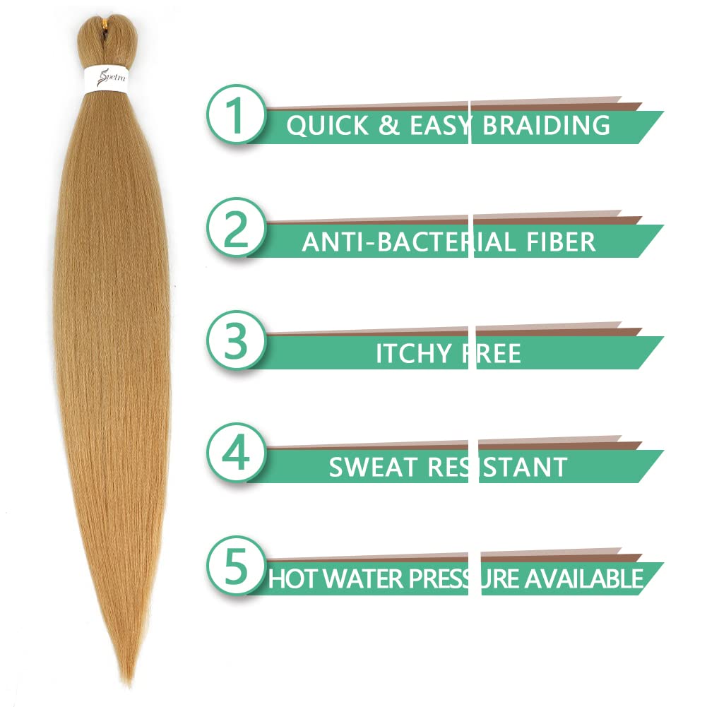 SOKU Extensiones de cabello trenzado preestiradas de 24 pulgadas  8 paquetes de trenzas de color rubio miel fresa, trenzas sintéticas profesionales