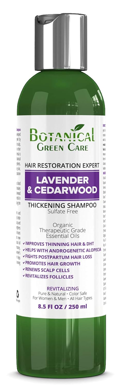 Champú sin sulfato para el crecimiento del cabelloanti-caída del cabello “Lavanda y madera de cedro”. Prevención de alopecia y bloqueador de DHT.