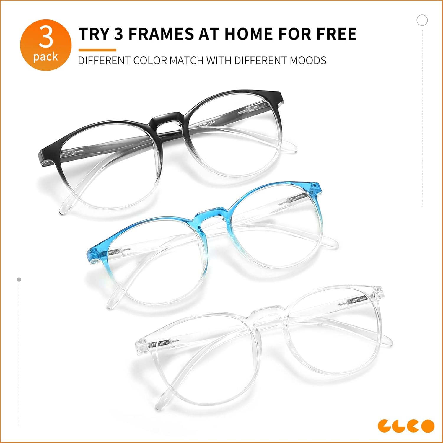 IBOANN Paquete de 3 lentes de bloqueo de luz azul para mujeres y hombres, marco retro redondo de moda, anteojos falsos vintage con lente transparente