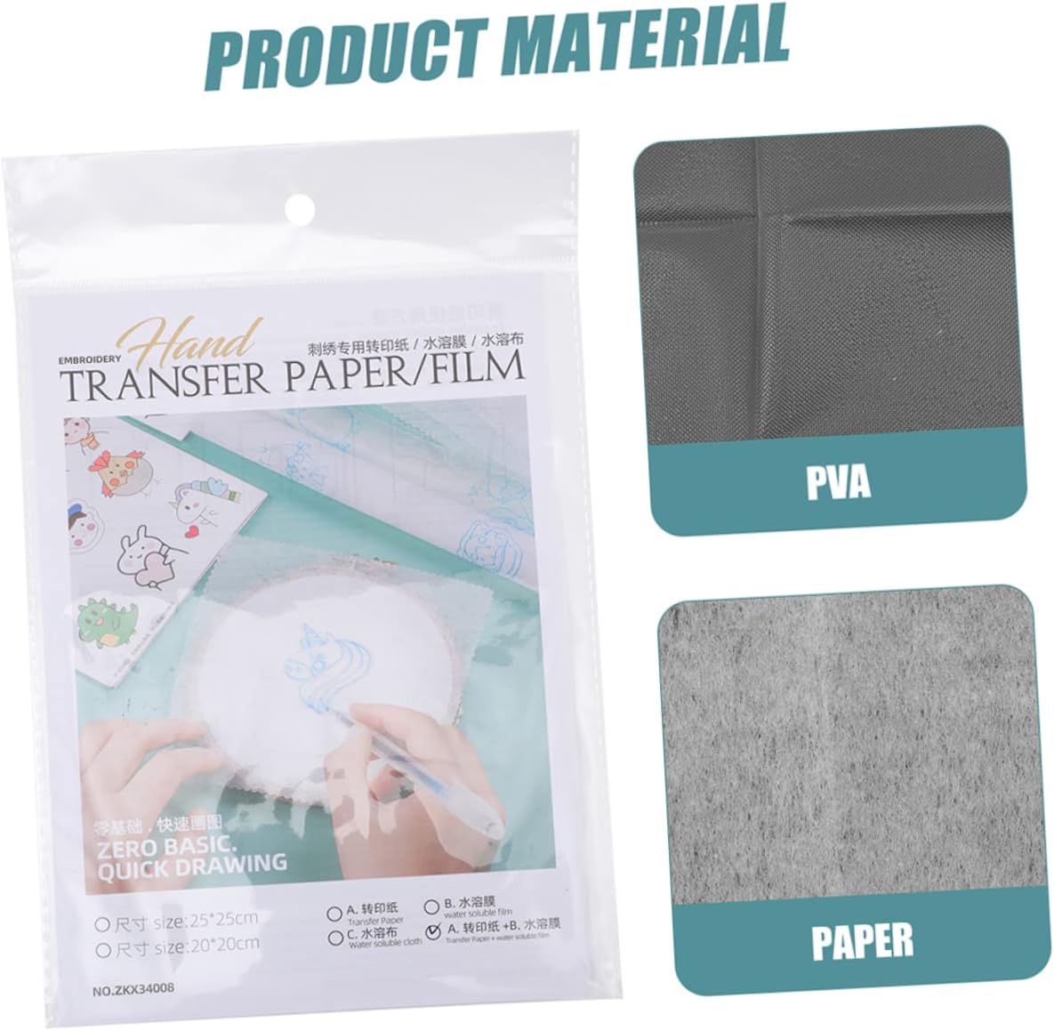 COHEALI Estabilizadores de bordado de película soluble en agua, película de transparencia, papel de transferencia de bordado, estabilizador adhesivo