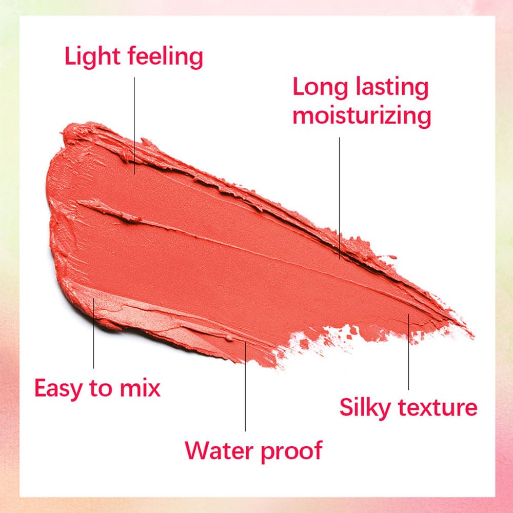 Barra de rubor para mejillas y labios, rubor sobre la marcha, tinte sólido hidratante para mejillas, barra de maquillaje multiusos para tonos