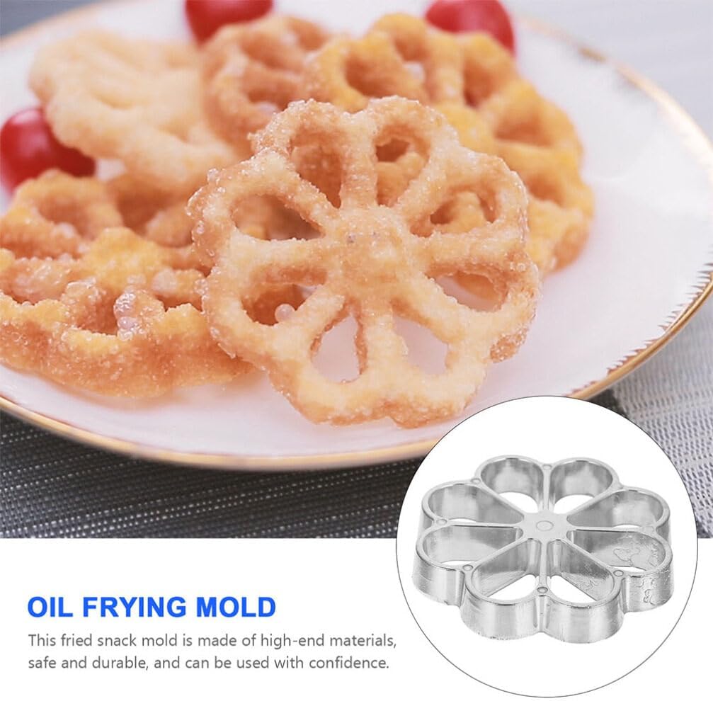DOITOOL Juego de 4 rosetas y timbales, molde Bunuelos con mango de madera, molde de aluminio para gofres con mango de madera para galletas de