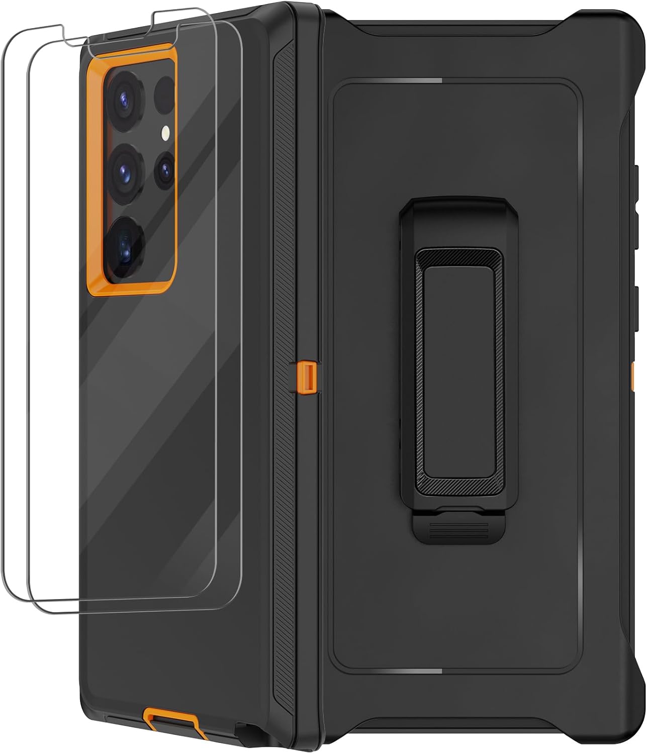Funda para Samsung Galaxy S23 Ultra con funda de clip para cinturón, 2 protectores de pantalla, grado militar resistente a prueba de golpes,