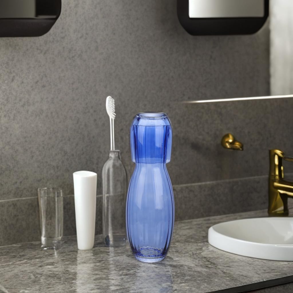 American Atelier Jarra de agua de cabecera con vaso, juego de 2 piezas, taza se dobla como tapa, jarra de 40 onzas con vaso a juego, para habitación