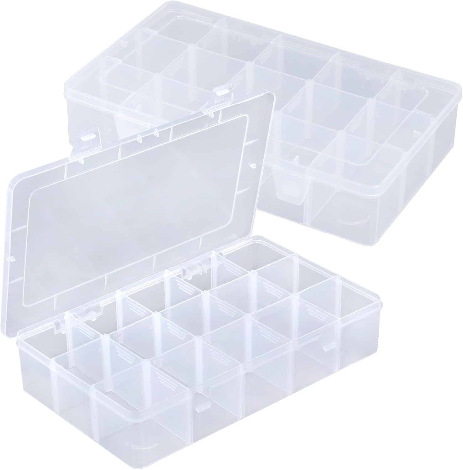 Sjqecyfv Organizador de plástico para aparejos, caja organizadora de plástico transparente con divisores, contenedor de cuentas, contenedores de
