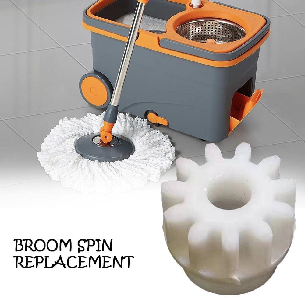 Reemplazo de escoba de plástico blanco con pedal de trapeador fácil, reemplazo de engranaje de cubo de embrague unidireccional, adecuado para