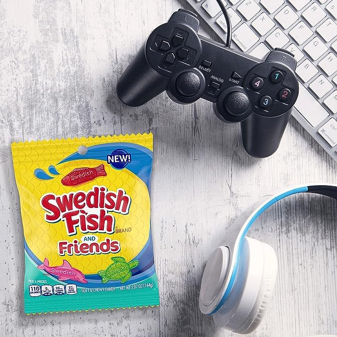 Sour Patch Kids Sweet And Sour Gummy Candy, Fish & Friends, 5 onzas por bolsa, paquete de 3 (15 onzas en total)