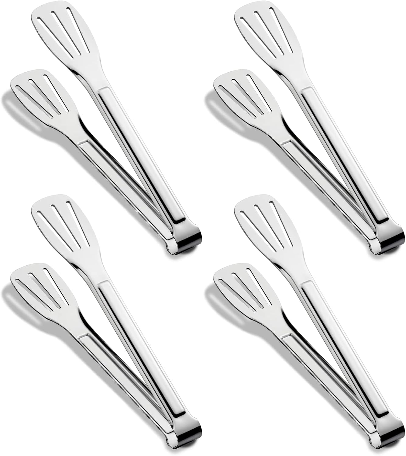 Paquete de 4 pinzas para servir, pinzas de metal, pinzas para servir alimentos, pinzas de acero inoxidable de grado alimenticio, pinzas pequeñas,