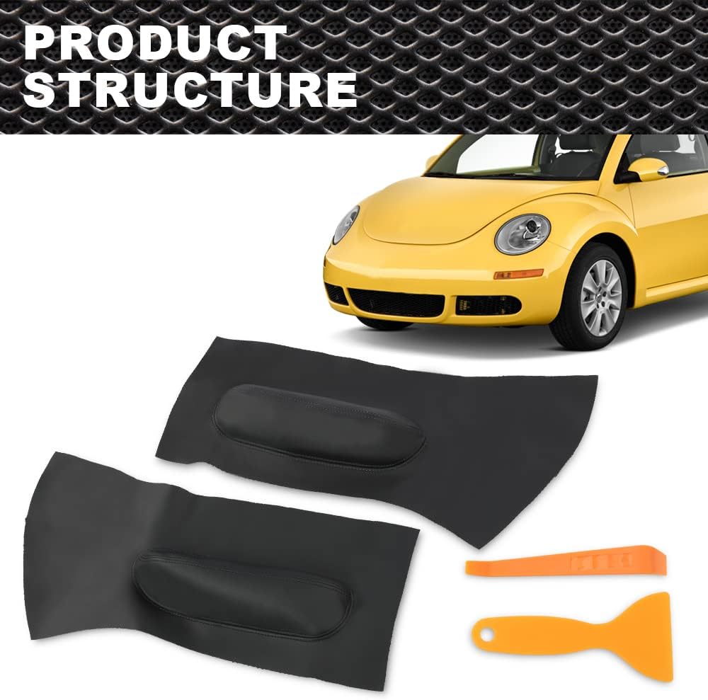 Cubierta de cuero para tarjeta de inserción de panel de puerta, compatible con VW Beetle 1998-2010, 2 unidades, color negro