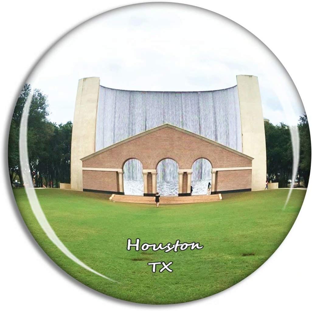 Imán de nevera Houston Water Wall Texas USA TX Travel Souvenir Collection para regalo, decoración del hogar, oficina, pizarra blanca