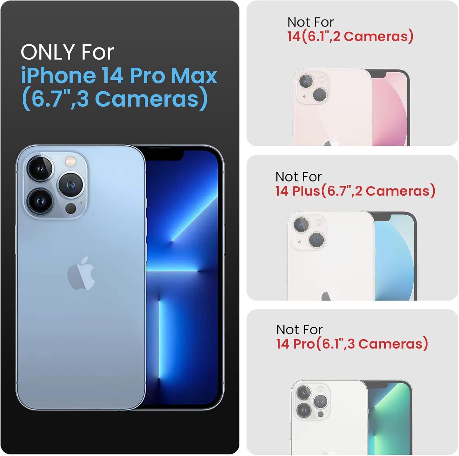 FireNova Funda para iPhone 14 Pro Max, funda de silicona mejorada protección de cámara para iPhone 14 ProMax con 2 protectores de pantalla, forro